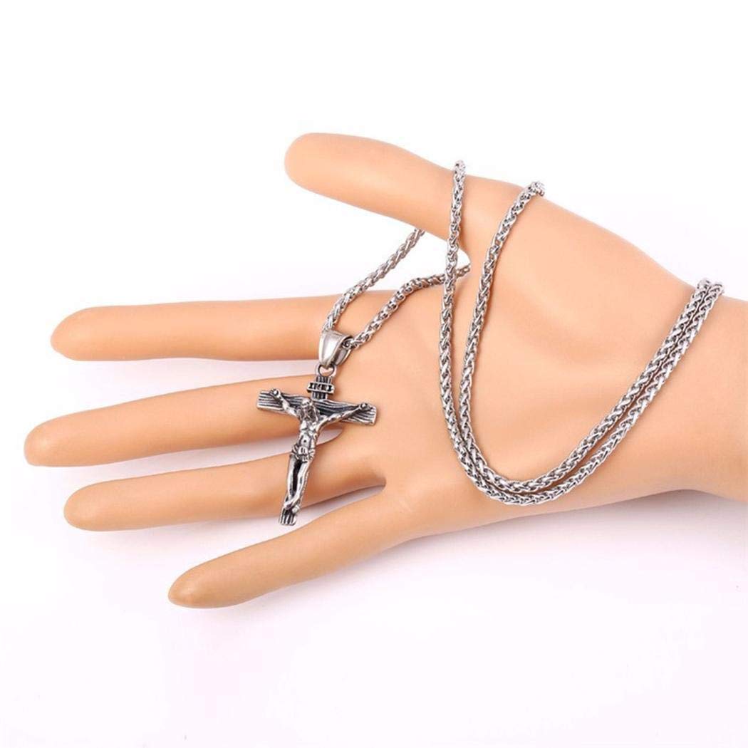 Kecooi Women Men Alloy Jesus Cross Pendant Chain Necklaces Party Jewelry Pendant Necklaces