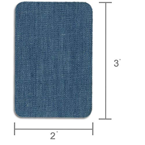 ZEFFFKA Small Premium Quality Denim Iron On Jean Patches No-Sew Shades of Blue 8 Pieces Cotton Jeans Repair Kit 2" by 3"