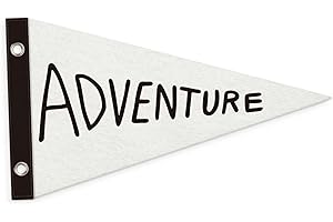 MOFUYU Nursery Decor Pennant Banners Flags, Camping Toddler Boys Girls Room Nursery Playroom, Adventure Sign Wall Hanging for Lake House Decor, 7.4x14 Inch