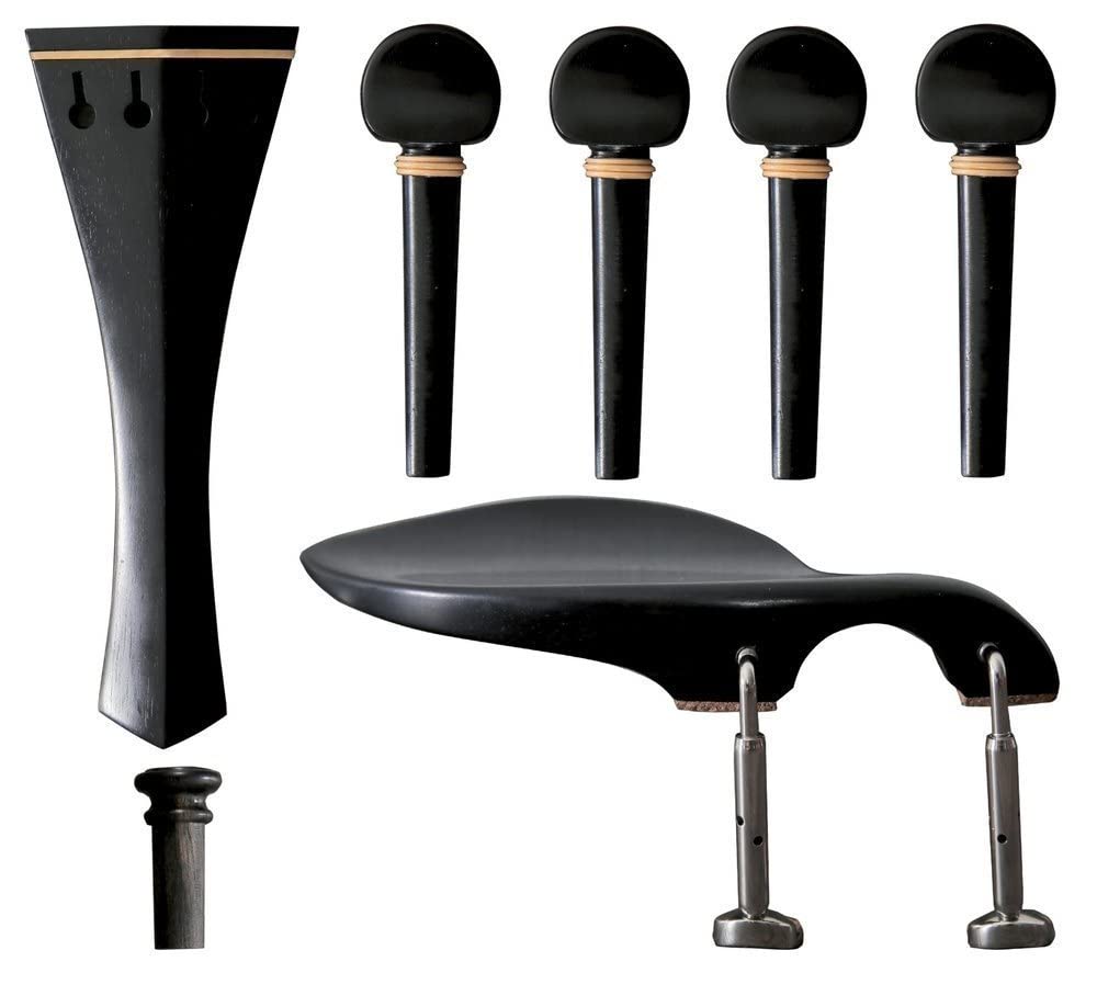 GEWA viola set, accessories set, spare parts set, tailpiece, chinrest, end knob, 4 pegs, ebony, chinrest model Guarneri, 4/4