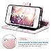 ULAK iPhone SE/5S/5 Flip Wallet Kickstand Case for Women Girls, Premium PU Leather Case Card Holder ID Slot Wristlet Hand Strap Shockproof Full Protective Cover,Rose Gold Flower