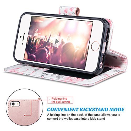 image for iPhone SE/5S/5 Wallet Kickstand Case for Women Girls, ULAK Premium PU 