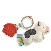 Itzy Ritzy Baby Teething Toy with Lovey, Infant Toy for 0 Months &amp; Up (Cow) | Crinkle Sound, Textured Ribbons &amp; Silicone Teether Toy for Newborn, Encourages Sensory Play, Exploration &amp; Teething Relief