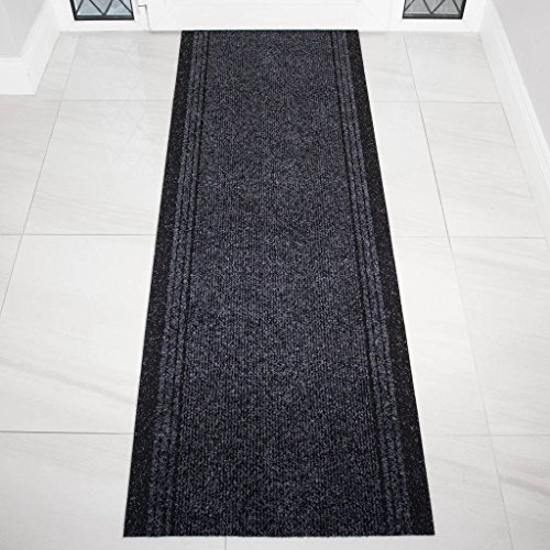 The Rug House Grey Black Rubber Backed Very Long Hallway Hall Runner