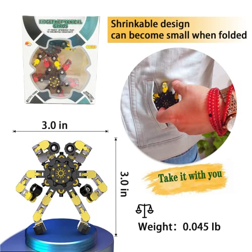 Fidget Spinner DIY Deformable Decompression Toy Stress Relief Spinning Top High-Speed Rotating Mechanical Chain Robot Spin Gyro Creative Transformable Rotation Fingertip Spinner Gift (Yellow and RED)