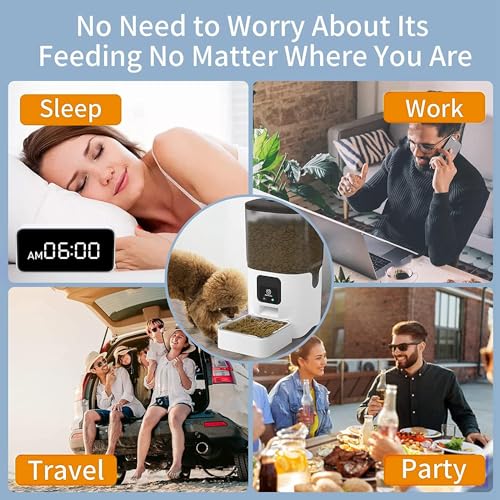 SKY-TOUCH Automatic Pet Feeder with WiFi App Remote Control, Remote Feeding, Detachable for Easy Clean, Automatic Cat Food Dispenser, 1-30 Meals Per Day (6L/25Cup)