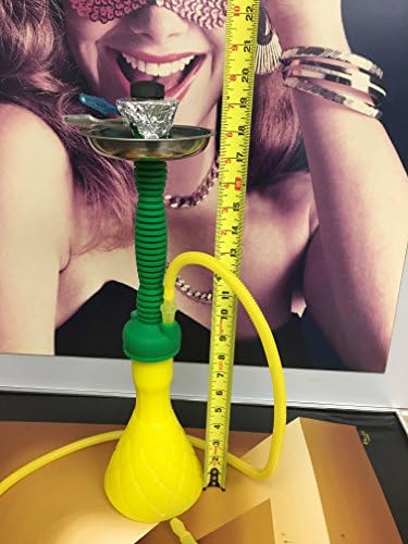 Silicone Hookah Set, Single Hose - Durable Material, Rust & Tarnish Proof, Resistant to Wear & Tear - Green & Yellow - 19 Inches - By Silookah