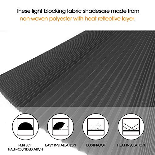 Zipcase Arch Light Filtering Fabric Shade Pack of 2 fit for Perfect Half-Round Arch Windows No Tools Installation, Grey, 72" x 36"
