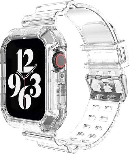 Wrist-B Sport Bands Compatible for Apple Watch Band 38mm 40mm 41mm 42mm 44mm 45mm 46mm 49mm TPU Clear Straps Compatible for iWatch Apple Watch Series 11 10 9 8 7 6 5 4 3 Ultra 3 2 SE Women Men