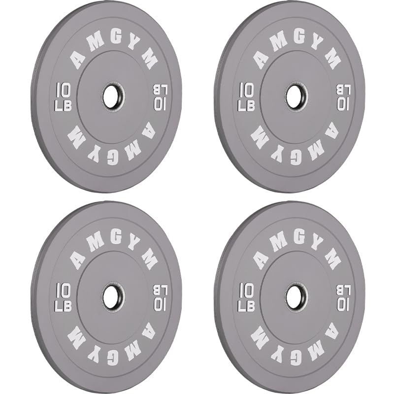 AMGYM Colored Bumper Plates, Olympic Weight Plates Set, Rubber Bumper Weights Plate with 2 Inch Steel Insert for Barbell, Standard Strength Training Plates for Weightlifting (40LB Set) Image