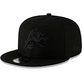 New Era NFL 9FIFTY Black On Black Adjustable Snapback Hat Cap One Size Fits All (US, Alpha, One Size, Detroit Lions)