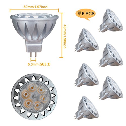 ALIDE MR16 Led Bulbs Replace 50W Halogen Equivalent,Bi-pin GU5.3 7W 12V Low Voltage,2700K Warm White Spotlight for Outdoor Landscape Flood Track Recessed Down Lighting,Not Dimmable,50MM,560lm,38°,6pcs