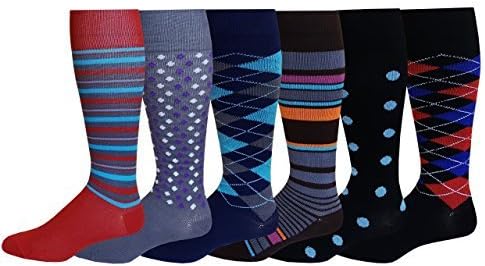 6 Pairs Pack Moderate ( 15-20 mm Hg ) Sports , Travelers , Anti-Fatigue , Graduated Compression Socks (10-13, Assorted) by Dr Shams