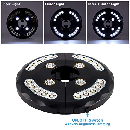Umbrella Light, Cordless 24 LED Night Lights, Umbrella LED Light, Battery Operated Umbrella Pole Light for Umbrellas, Camping Tents or Outdoor Use