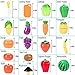 Sakiyr 18 Pieces Pretend Play Food Set Fruits and Vegetables Play Cutting Food Kitchen Toys with Toy Knife and Cutting Board for Kids and Toddlers