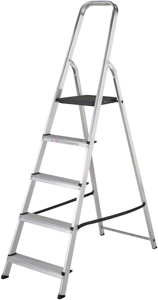 Werner 7400518 Stepladder 5 Tread High Handrail, Silver, 1.78m x 0.47m x 0.11m (5ft 10in x 1ft 7in x 4in)