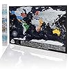 Gedetailleerde Kras Wereldkaart met Vlaggen – Wereldkaart om te Krassen 84 x 57 cm – De Originele Scratch Zilverkleurig…
