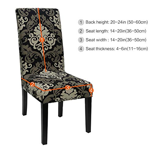 image for Fuloon Super Fit Stretch Jacquard Removable Washable Short Dining Chai