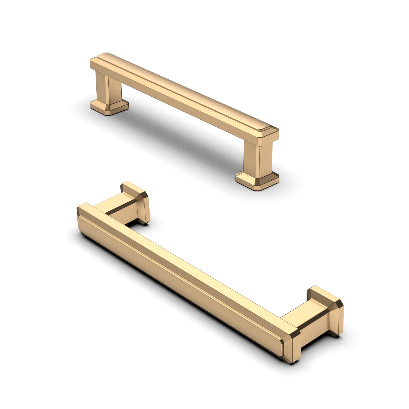 FURNIWARE 10 Pack Champagne Bronze Cabinet Handles, Drawer Pulls 96mm(3.7 Inch) Hole Center, Hardware Modern Kitchen Cabinet Door Handles, Gold Brass for Kitchen, Bathroom, Wardrobe Cabinets Cupboard