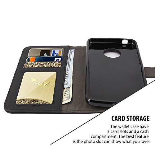Moto E4 Case, TAURI [Stand Feature] PU Leather Wallet Case with Card Pockets Protective Flip Cover For Motorola Moto E4 / Moto E 4th Generation (Not fit for Moto E4 Plus) - Black - Thumbnail 6