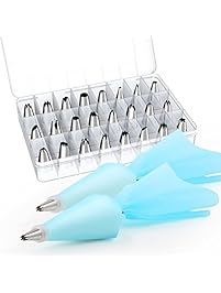 Kootek 28-Piece Cake Decorating Tips Kits Professional Icing Tip Set Tools with 2 Silicone Pastry Bag and 2 Reusable Coupler for Cakes Cupcakes Cookies Pastry, Fits Kids Beginners