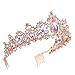 Sweet Princess Pink Crowns for Women Girls Crystal Rhinestone Queen Costume Party Festival Wedding Tiaras Headbands (Rose Gold Pink)