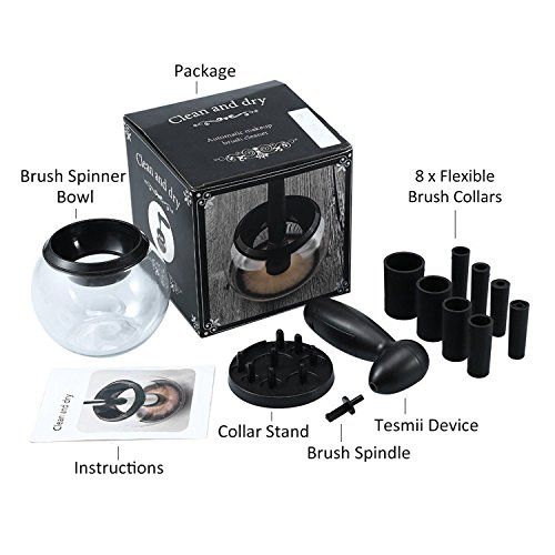 Electric Cosmetic Makeup Brush Cleaner, ELOKI 360 Rotation Cleaner and Dryer Makeup Brush for Deep Thorough Cleaning - Brushes Kit Washing Tools Spinner Cleans(Black) - Thumbnail 6
