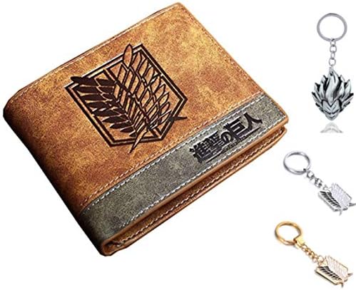 Traveloxicity Gear Attack on Titan Death Note Tokyo Ghoul Wallet with Dragon Ball Z Goku or Attack on Titan Keychain Gift