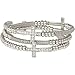 Heirloom Finds Crystal Sideways Cross Coil Wrap Bracelet of Silver Tone Mesh