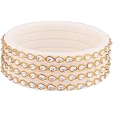 Efulgenz Indian Bangle Set Bollywood Style Crystal Acrylic Handmade Tear Drop Traditional Kundan Bracelet Jewelry Set (4 Pcs)