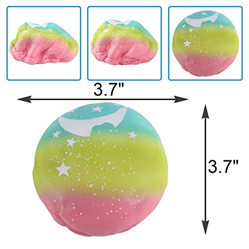 Anboor 3.7" Squishies Bun Three Color Gradients Printing Bread Starry Moonlight Slow Rising Jumbo Kawaii Scented Soft Squishies Toys Green