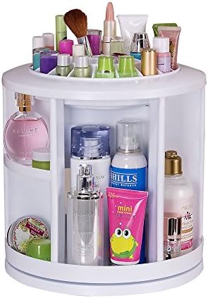 OrgaSpace Cosmetic Makeup Storage Organizer Case 360 Degrees (White)