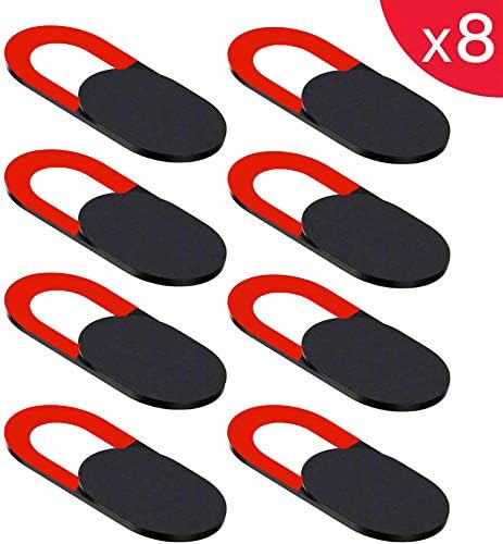 AviBrex Webcam Cover Slide, 8Pack Ultra Thin Laptop Camera Cover Fits Laptop,Computer, iPad,Tablet, MacBook,phones,Strong Adhesive Protect Privacy& Security(Red&Black)