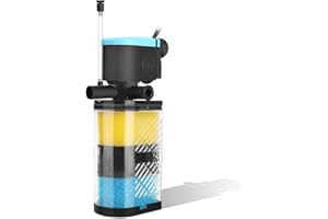FUMAK Aquarium Filters – 3-Stage Aquarium Filter in-Tank Filter Internal Filter Fish Tank Filter Turtle Filter for 10-40 Gallon Fish Tanks with Dual Water Outlet and Aeration
