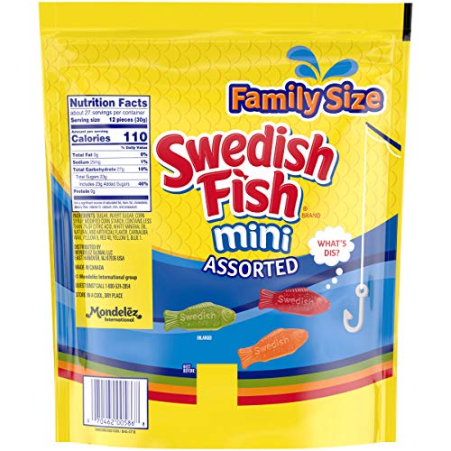 SWEDISH FISH ASSORTED MINI SOFT & CHEWY CANDY, HALLOWEEN CANDY, FAMILY SIZE, 1.8 LB BAG