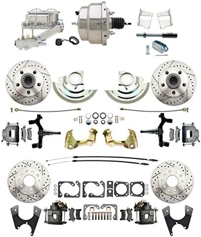 A F X Body Chevy Front / Rear Drilled &amp; Slotted Disc Brake w/ Chrome Booster Kit