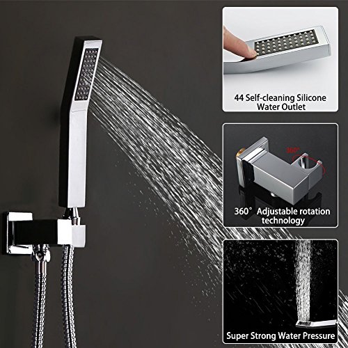 STARBATH SS01FC Ceiling Mount Shower System with 12" Rain Shower and Handheld, Shower Faucet Rough-in Mixer Valve and Trim Included, Luxury Rainfall Shower Sets (Chrome Ceiling Mount Set) - Thumbnail 3