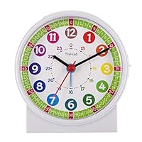 Tinload Analog Alarm Clock for Kids, Telling Time Teaching Design, Silent Non Ticking,Gentle Wake, Increasing Beep Sounds, Battery Operated Snooze and Light Functions