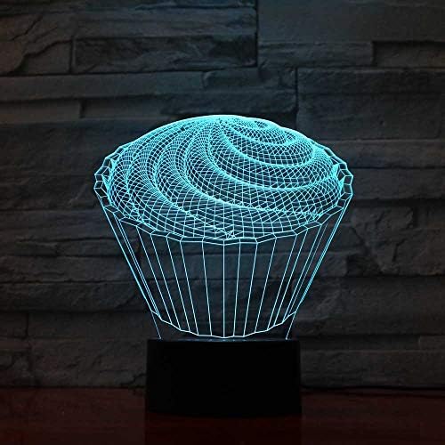 Wangzj 3D Visual Illusion Lamp/Christmas Gift/7 Colors Led Nightlight/Christmas Decor/USB Powered/The Spiral Cake [Energy Class A++]