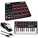 Akai Professional MPD218 | MIDI Drum Pad Controller with Akai MPK Mini MKII | 25-Key Portable USB MIDI Keyboard (Red Black) + Pedal & USB Cable - Top Value Bundle