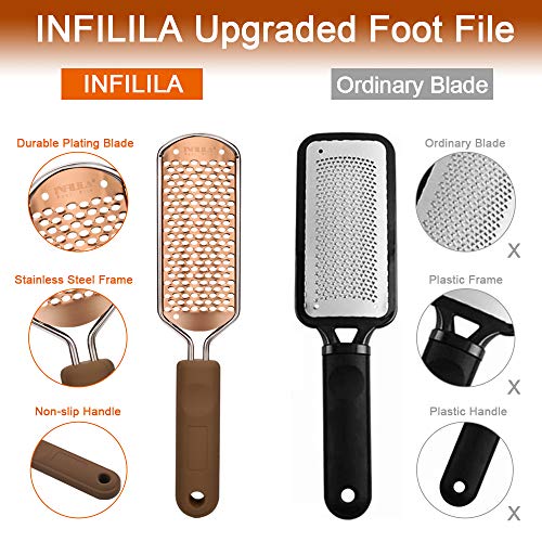 Foot File Callus Remover - INFILILA Pedicure Foot File Feet Callus Remover Large Foot Rasp Foot Scrubber Professional Stainless Steel Callus File for Wet and Dry Feet
