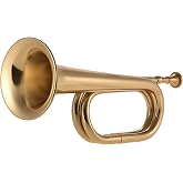 Btuty B Flat Bugle Horn Brass Cavalry Trumpet with Mouthpiece | B flat bugle horn with brass body, gold finish, included mouthpiece and portable design for bands, ceremonies and practice