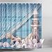 ABxinyoule Lighthouse Shower Curtain Shell Conch Nautical Blue Fabric