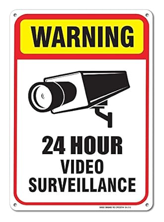 Warning 24 Hour Video Surveillance Sign - 7"x10" Hi ...