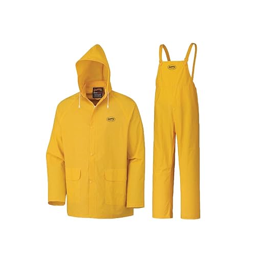 Pioneer Waterproof PVC Work Suit for Men – Repel Rain Gear Yellow Safety  Jacket and Bib Pants PC Set With Detachable Hood Medium in Oman  Whizz