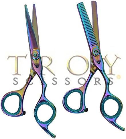 5" Professional Barber Razor Edge Titanium Coated Hair Cutting and Texturizing Shears Scissors Set+case