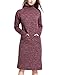 Rocorose Women's Turtleneck Loose Fit Side Slit High-Low Hem Marled Sweater Dress