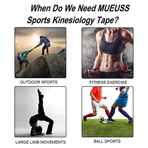 MUEUSS Kinesiology Tapes Waterproof Hypoallergenic Breathable Elastic Roll for Knee Ankle Muscles Elbow Shoulder Latex Free 16.5 ft Uncut (Blue, 1 pc/Set) - Thumbnail 6