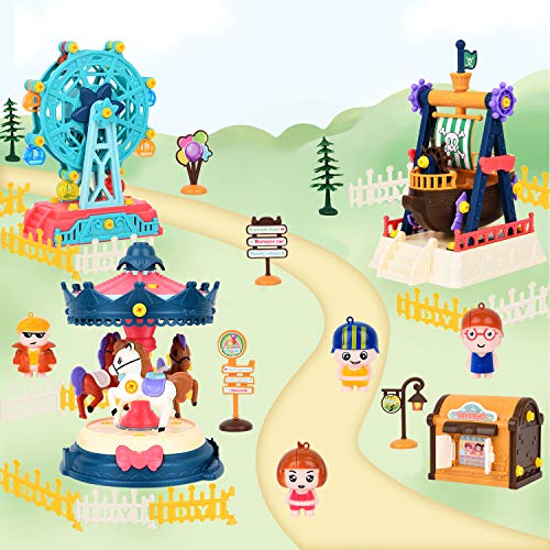 STEM Toys, DIY Toy Building Sets Amusement Park with Tool (203 Pcs), Educational Construction Engineering Building Blocks Toys Set for 3 4 5 6 Year Old Boys & Girls | Best Birthday Gifts for Kids