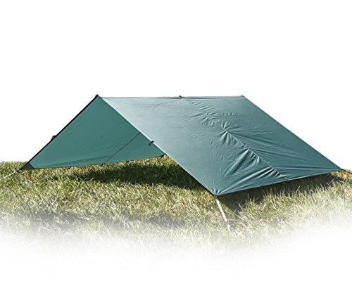 Aqua Quest Guide Tarp Large 13 x 10 ft - Ultralight Waterproof Rip-Stop Sil Nylon Backpacking Rain Fly Shelter - 17 Tie Down Loops for Unlimited Set Up Options